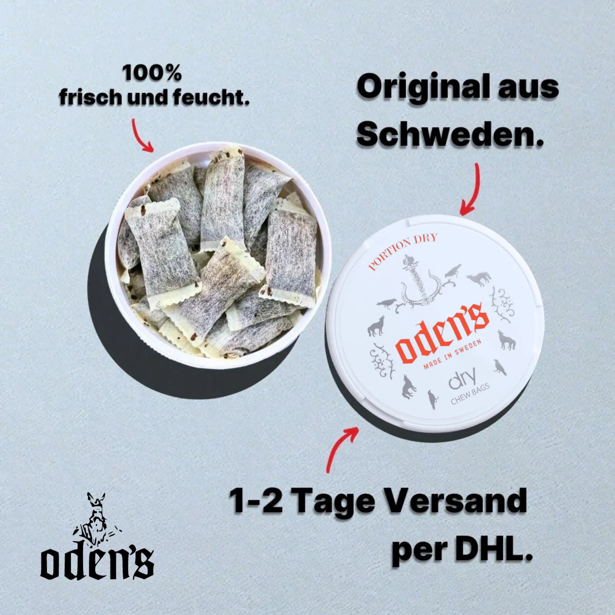 Offene Dose Odens Cold Dry mit Beutel