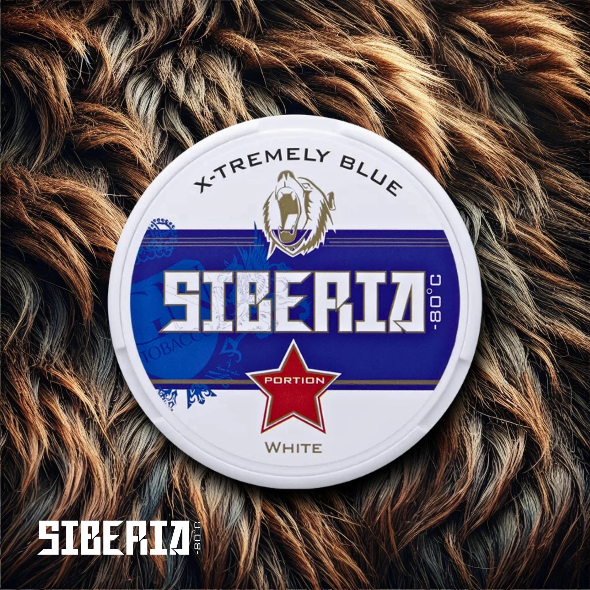 Siberia Blau Ice Cold Dose auf Bärenfell