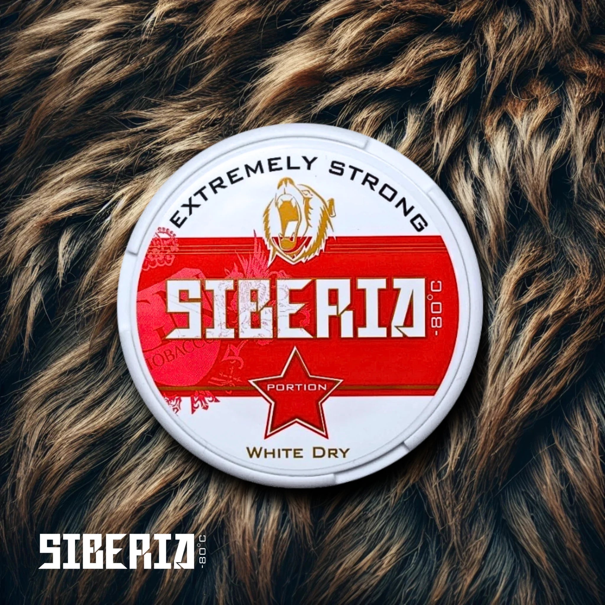 Siberia White Dry Dose auf Bärenfell