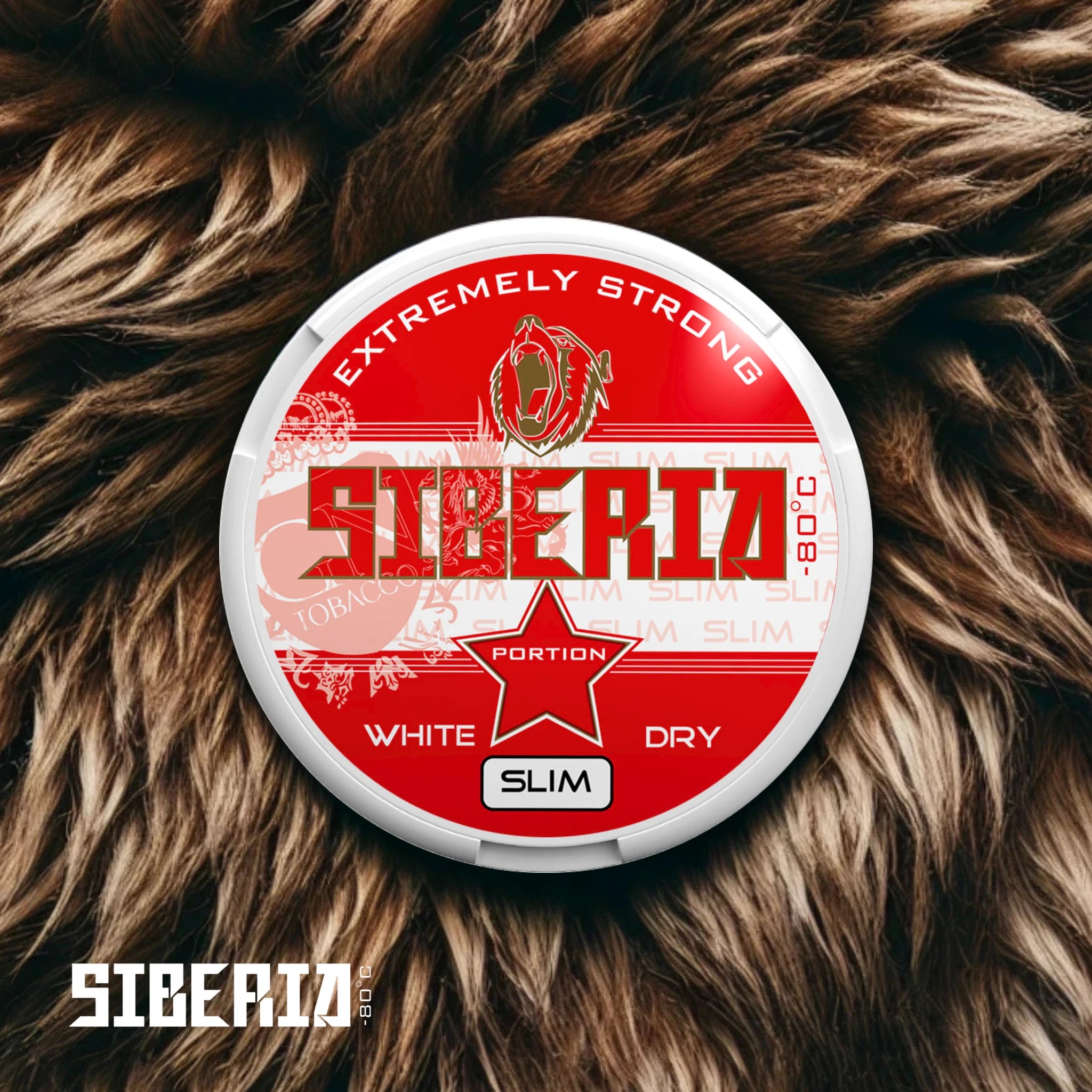 Siberia White Dry Slim Dose auf Bärenfell